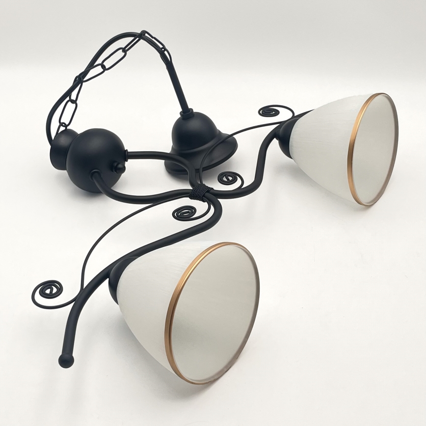 Suspension chaîne RETRO 2xE27/60W/230V mat noir