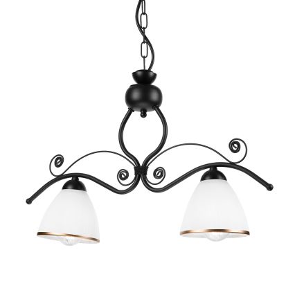 Suspension chaîne RETRO 2xE27/60W/230V mat noir