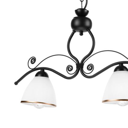 Suspension chaîne RETRO 2xE27/60W/230V mat noir