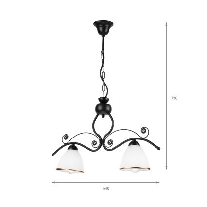 Suspension chaîne RETRO 2xE27/60W/230V mat noir