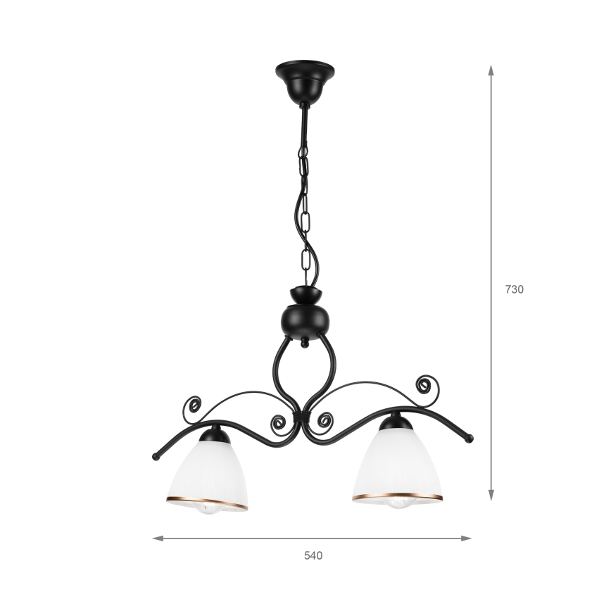 Suspension chaîne RETRO 2xE27/60W/230V mat noir
