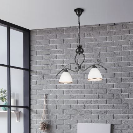 Suspension chaîne RETRO 2xE27/60W/230V noir