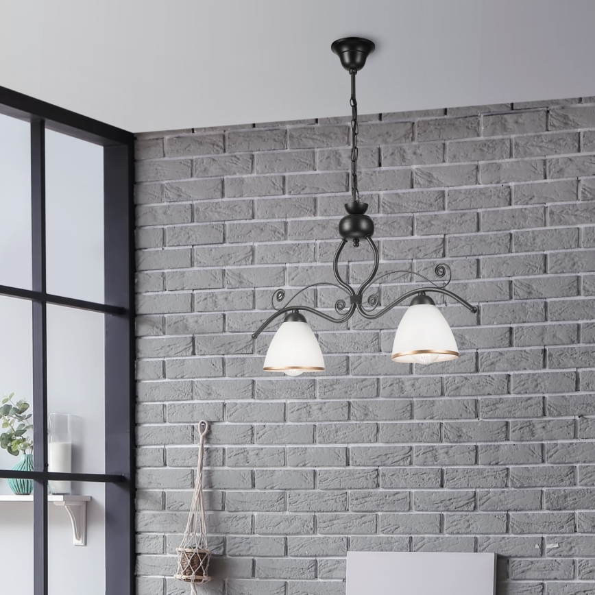 Suspension chaîne RETRO 2xE27/60W/230V noir