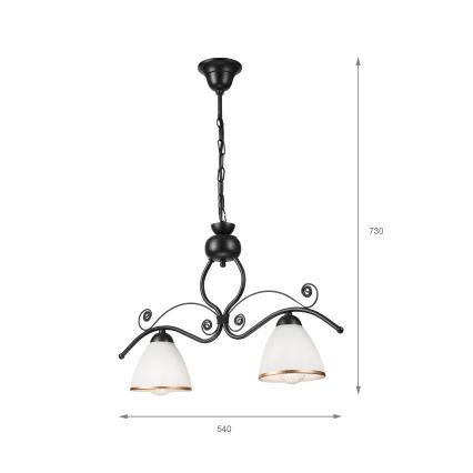 Suspension chaîne RETRO 2xE27/60W/230V noir