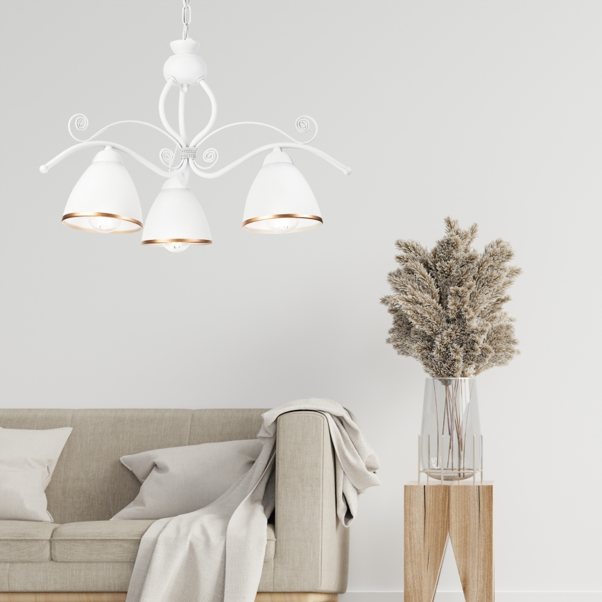 Suspension chaîne RETRO II 3xE27/60W/230V blanc