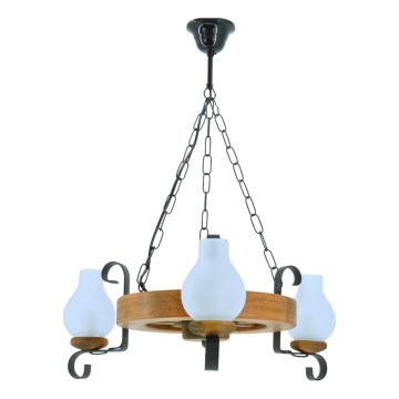 Suspension chaîne ROATA 3xE14/40W/230V hêtre