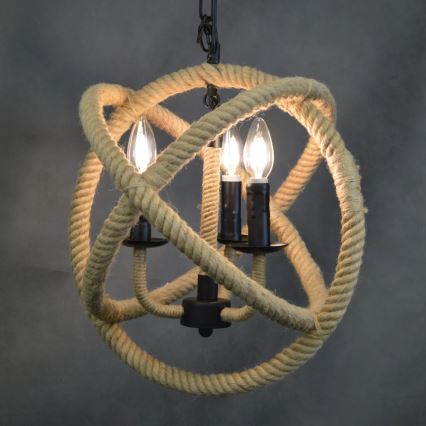 Suspension chaîne ROPE GLOBO 3xE14/10W/230V