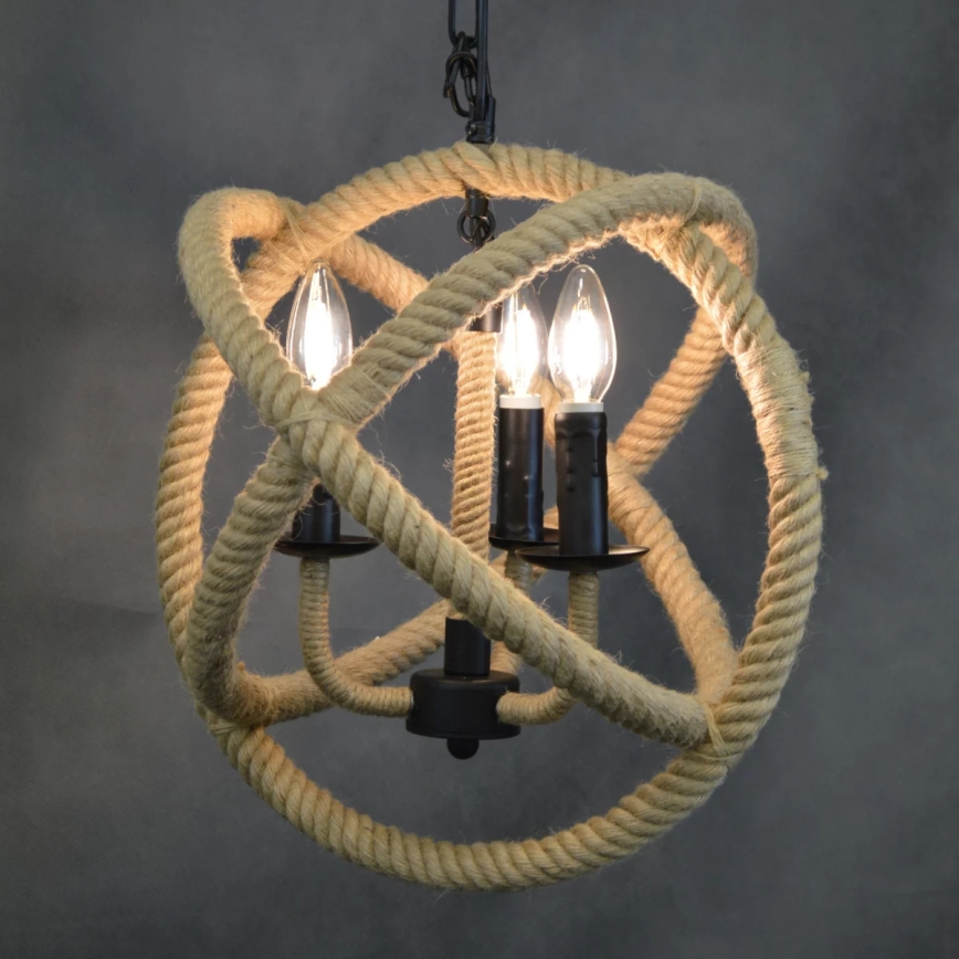 Suspension chaîne ROPE GLOBO 3xE14/10W/230V