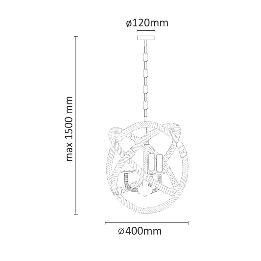 Suspension chaîne ROPE GLOBO 3xE14/10W/230V
