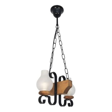 Suspension chaîne VELA 2xE14/40W/230V hêtre - FSC certifié