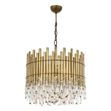 Suspension CRYSTALLINE 6xE27/40W/230V diamètre 40 cm en laiton