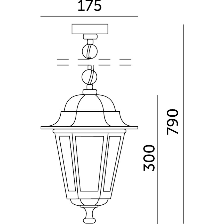 Suspension d'extérieur avec chaîne 1xE27/60W/230V noir