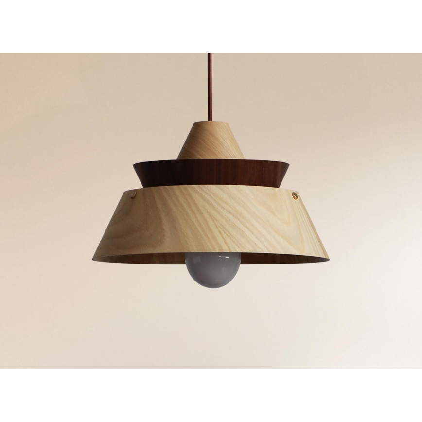 Suspension en bois sur câble 1xE27/60W/230V Ø 33 cm bois massif/chêne/noyer/hévéa