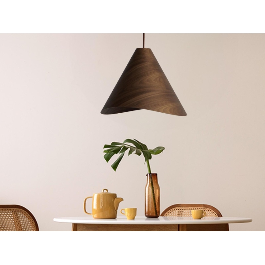Suspension en bois sur cordon 1xE27/60W/230V pr. 45 cm bois massif/noyer/hévéa