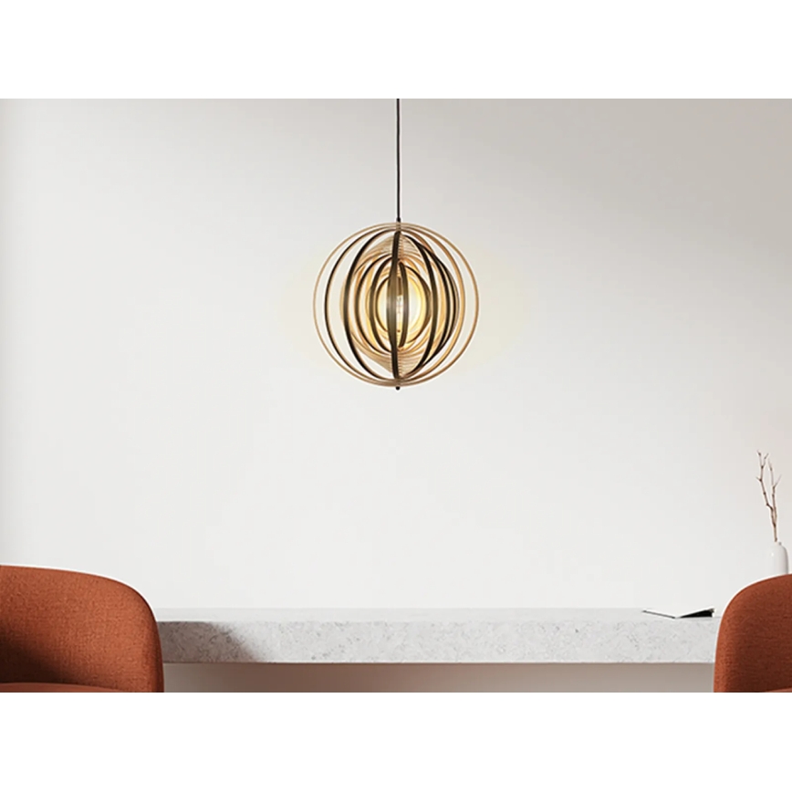 Suspension en bois sur cordon 1xE27/60W/230V Ø 43,5 cm massif/placage/hévéa