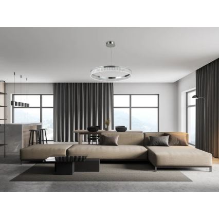 Lustre en cristal LED dimmable sur câble THALIA LED/55W/230V 3000-6000K Ø 80 cm + télécommande