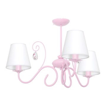Suspension enfant LAURA 3xE14/60W/230V rose clair