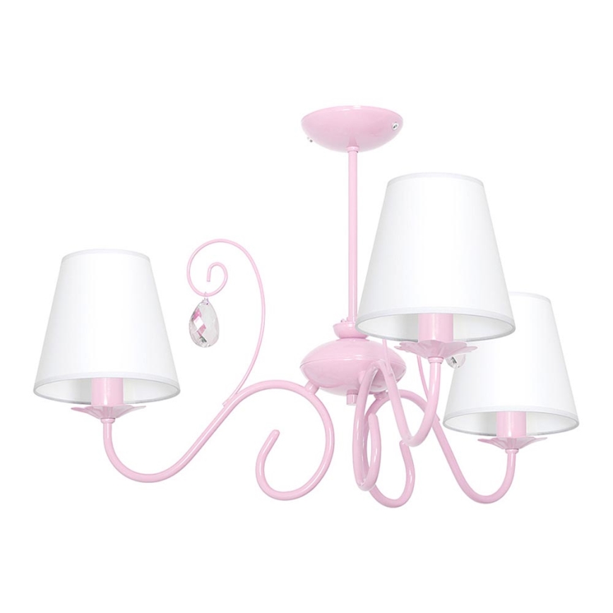 Suspension enfant LAURA 3xE14/60W/230V rose clair