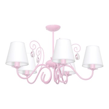 Suspension enfant LAURA 5xE14/60W/230V rose clair