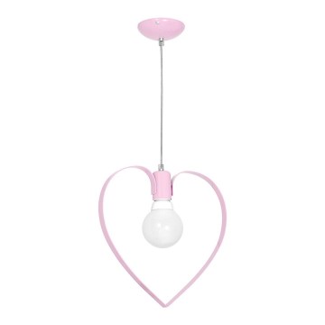 Suspension enfant LOVE 1xE27/60W/230V rose clair