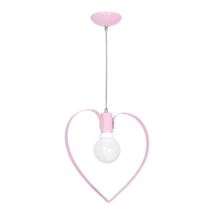 Suspension enfant LOVE 1xE27/60W/230V rose clair