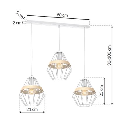Suspension fil CLIF 3xE27/60W/230V