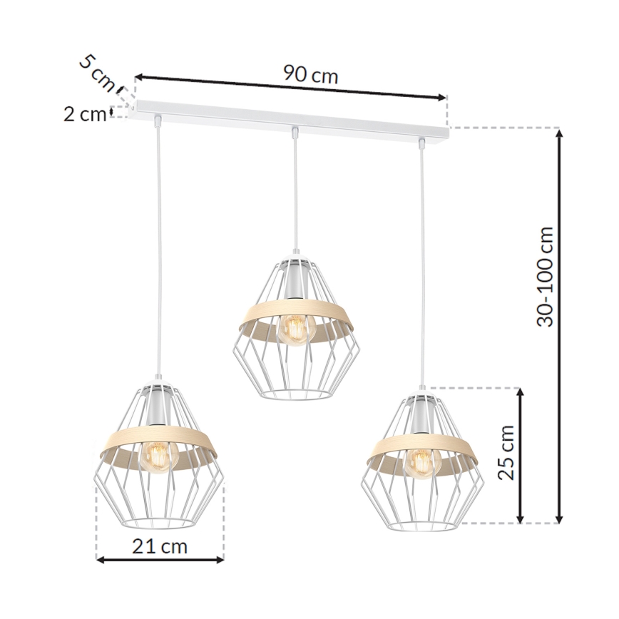 Suspension fil CLIF 3xE27/60W/230V