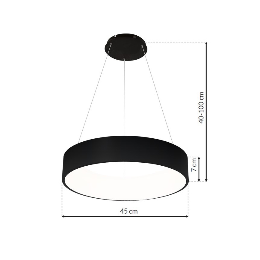 Suspension fil OHIO NOIR LED / 24W / 230V
