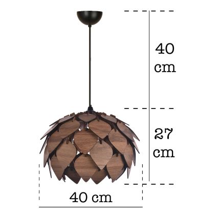 Suspension filaire 1xE27/40W/230V marron