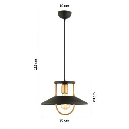 Suspension filaire 1xE27/40W/230V noir/doré