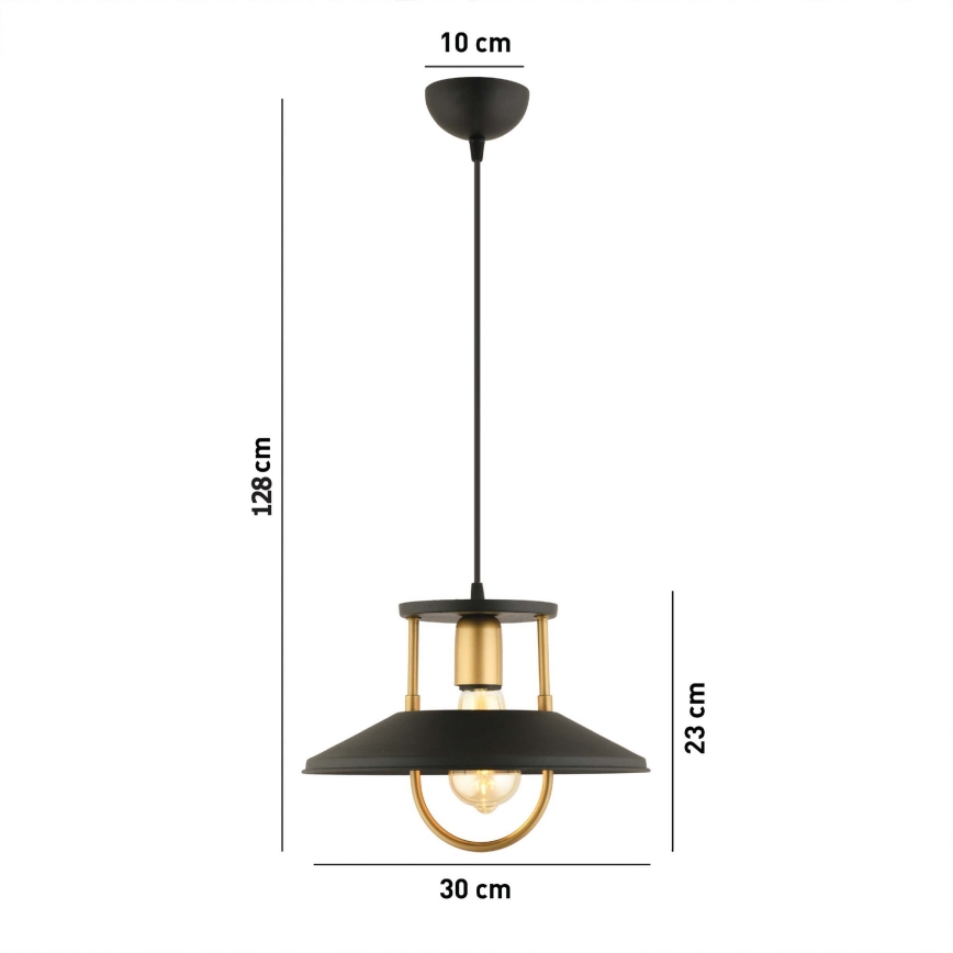 Suspension filaire 1xE27/40W/230V noir/doré