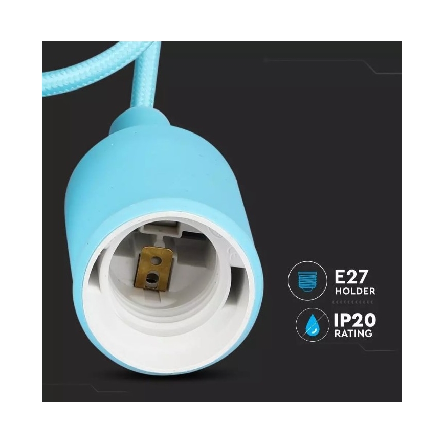 Suspension filaire 1xE27/60W/230V bleue