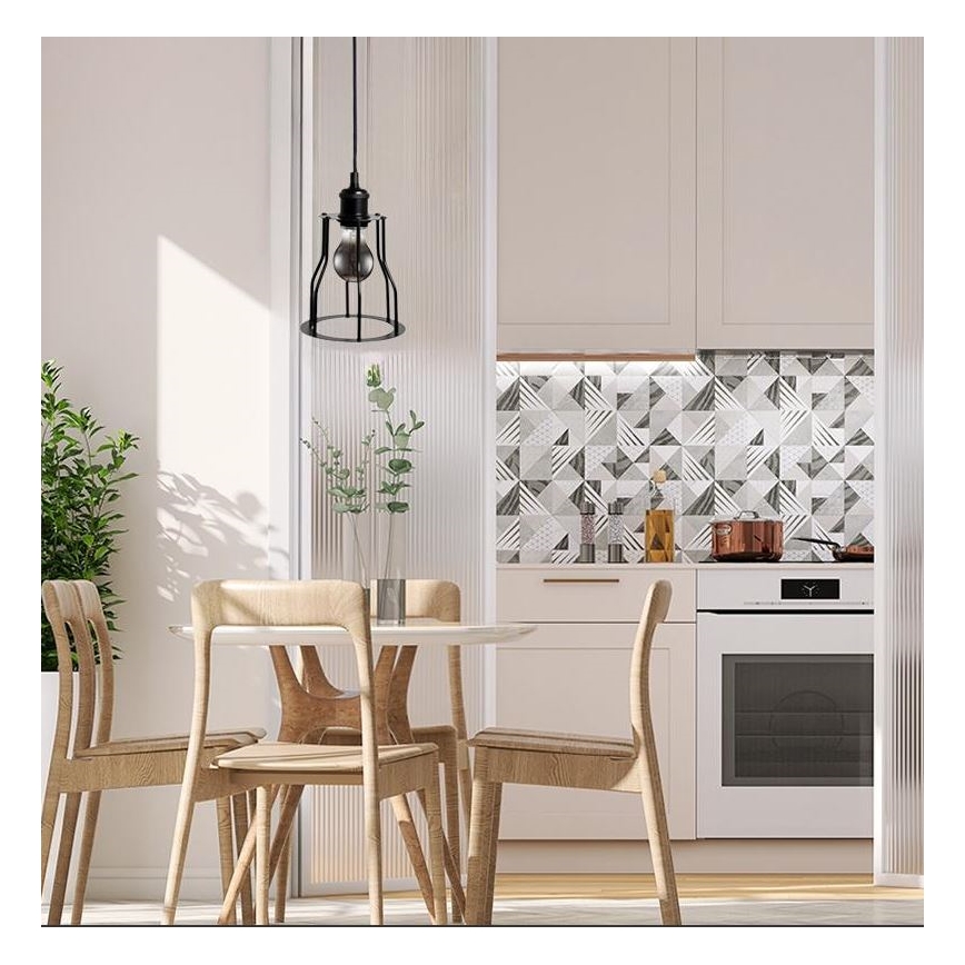 Suspension filaire 1xE27/60W/230V d. 15 cm noir