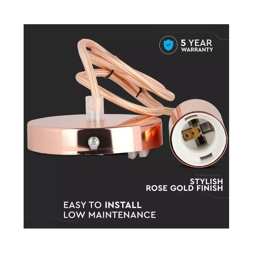 Suspension filaire 1xE27/60W/230V or rose