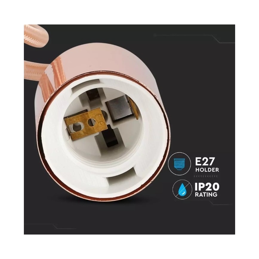 Suspension filaire 1xE27/60W/230V or rose