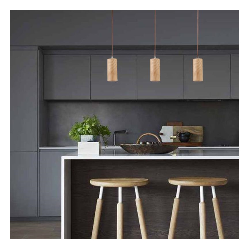 Suspension filaire 1xGU10/10W/230V frêne/bois massif marron