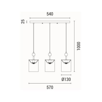Suspension filaire 3xE14/15W/230V