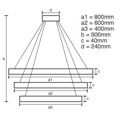 Suspension filaire à intensité variable LED/125W/230V 3000-6500K d. 80 cm + Télécommande