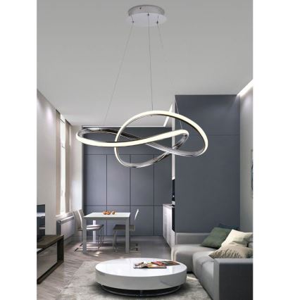 Suspension filaire à intensité variable LED/70W/230V 3000-6500K d. 60 cm chrome brillant + Télécommande