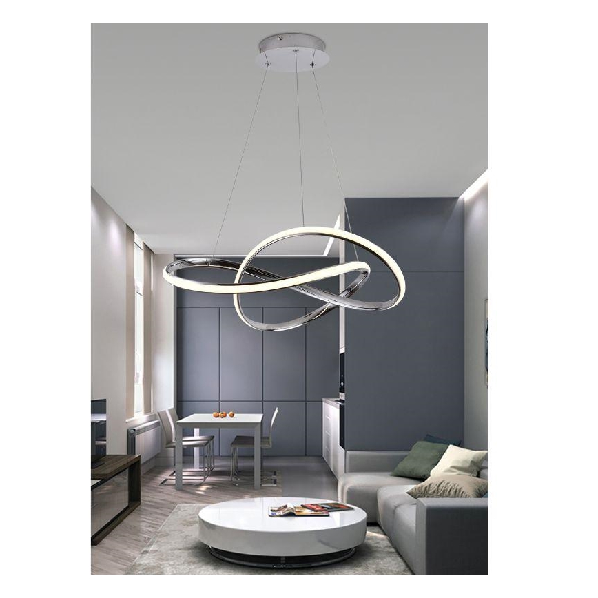 Suspension filaire à intensité variable LED/70W/230V 3000-6500K d. 60 cm chrome brillant + Télécommande