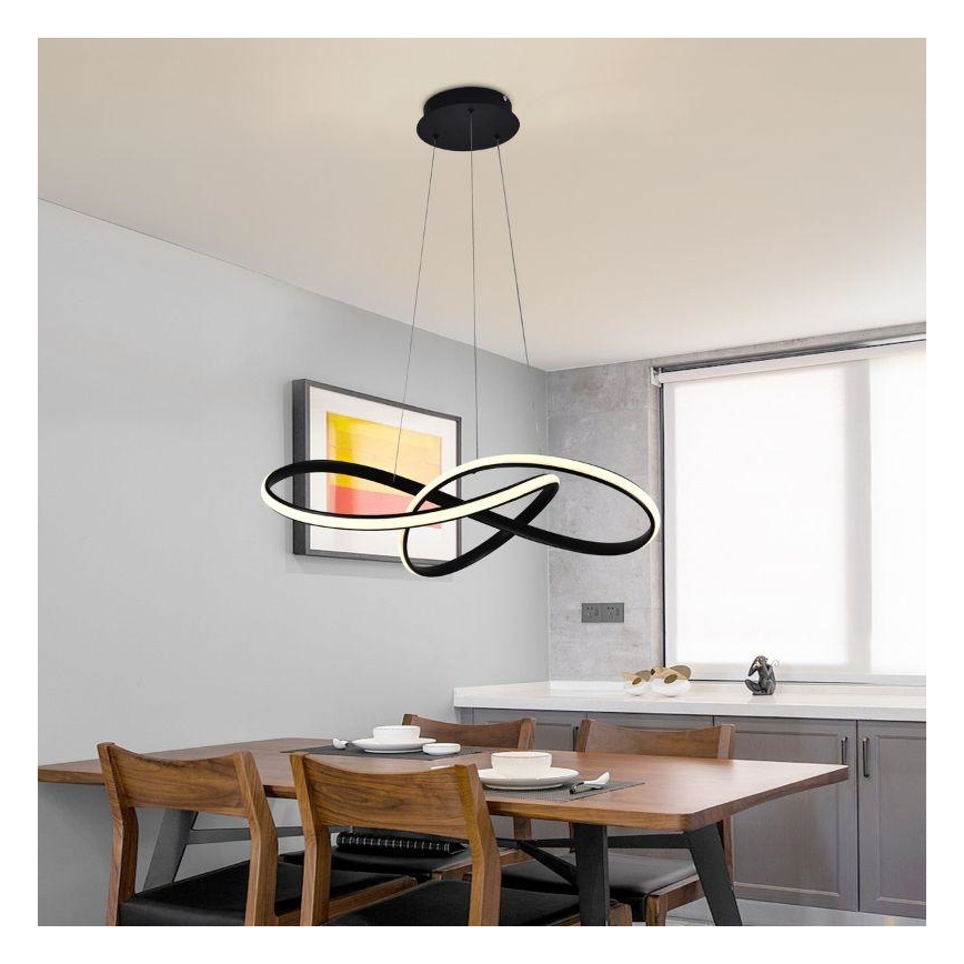 Suspension filaire à intensité variable LED/70W/230V 3000-6500K d. 60 cm noir + Télécommande