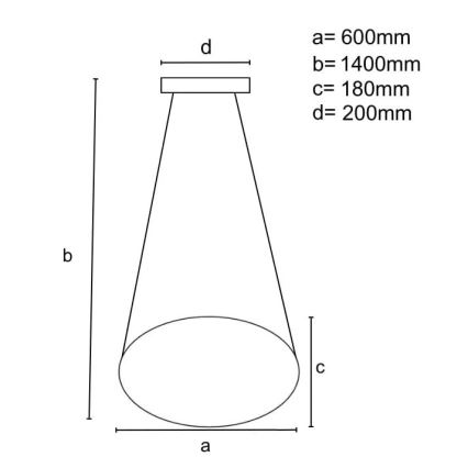 Suspension filaire à intensité variable LED/70W/230V 3000-6500K d. 60 cm noir + Télécommande