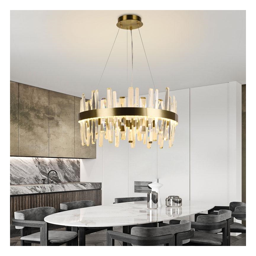 Suspension filaire en cristal à intensité variable LED/80W/230V 3000-6500K doré + télécommande