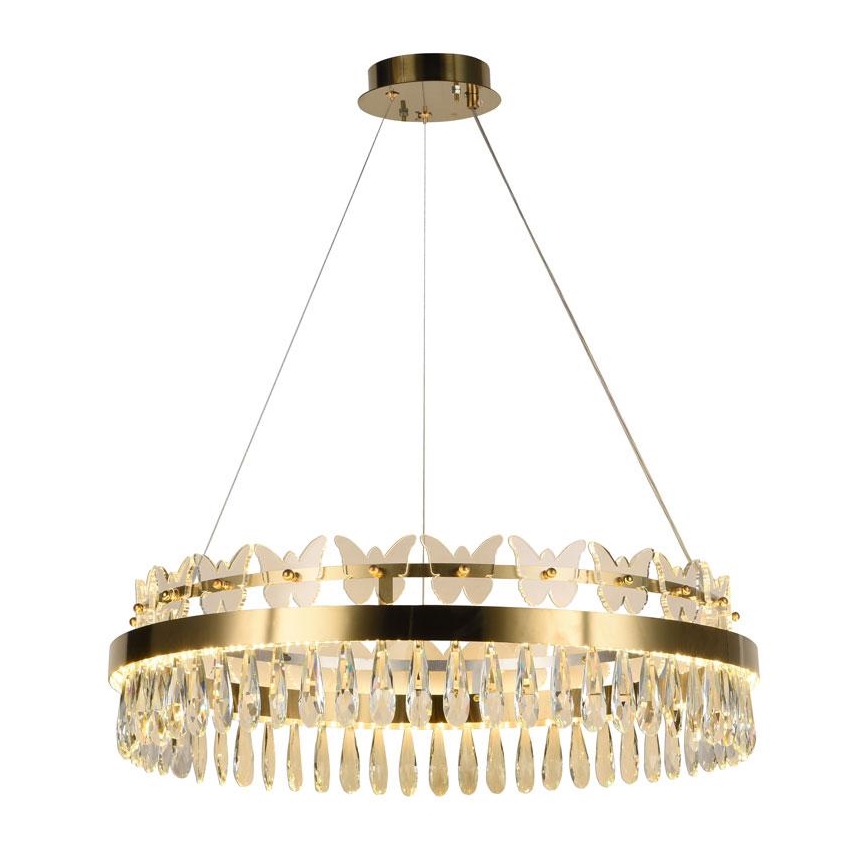 Suspension filaire en cristal à intensité variable LED/80W/230V 3000-6500K doré + télécommande