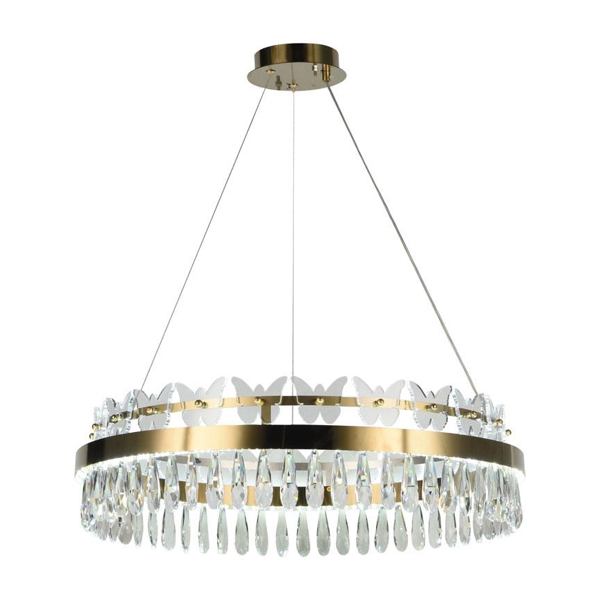 Suspension filaire en cristal à intensité variable LED/80W/230V 3000-6500K doré + télécommande