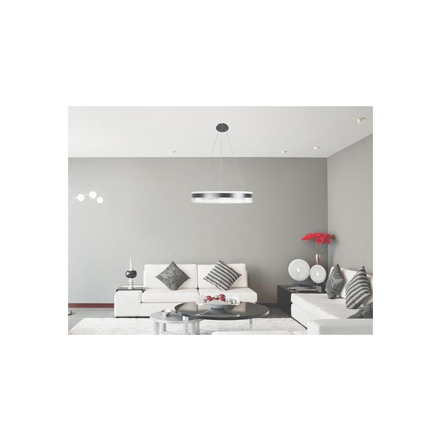 Suspension filaire en cristal à intensité variable LED/80W/230V 3000-6500K noir + télécommande