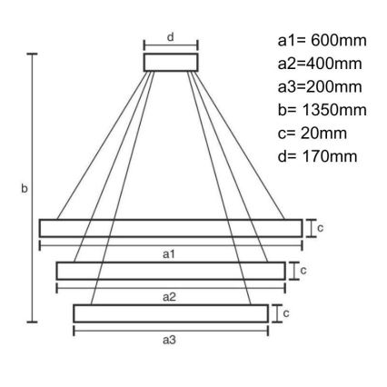 Suspension filaire à intensité variable LED/90W/230V 3000-6500K d. 60 cm + Télécommande