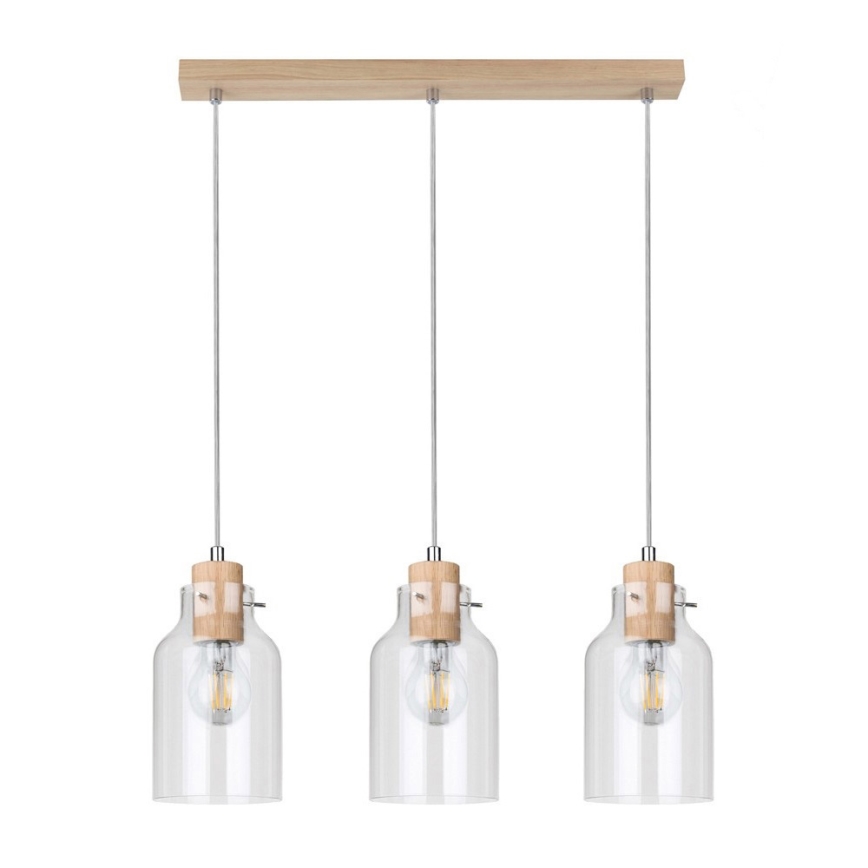Suspension filaire ALESSANDRO 3xE27/60W/230V chêne