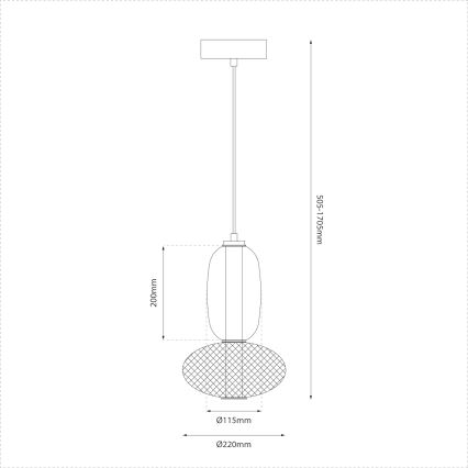 Suspension filaire ARAME LED/15W/230V d. 22 cm noir