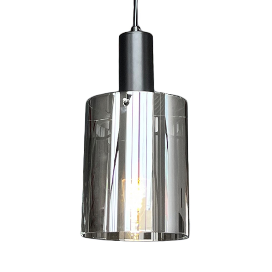Suspension filaire ARCADIA 1xE27/60W/230V d. 13 cm noir/fumé